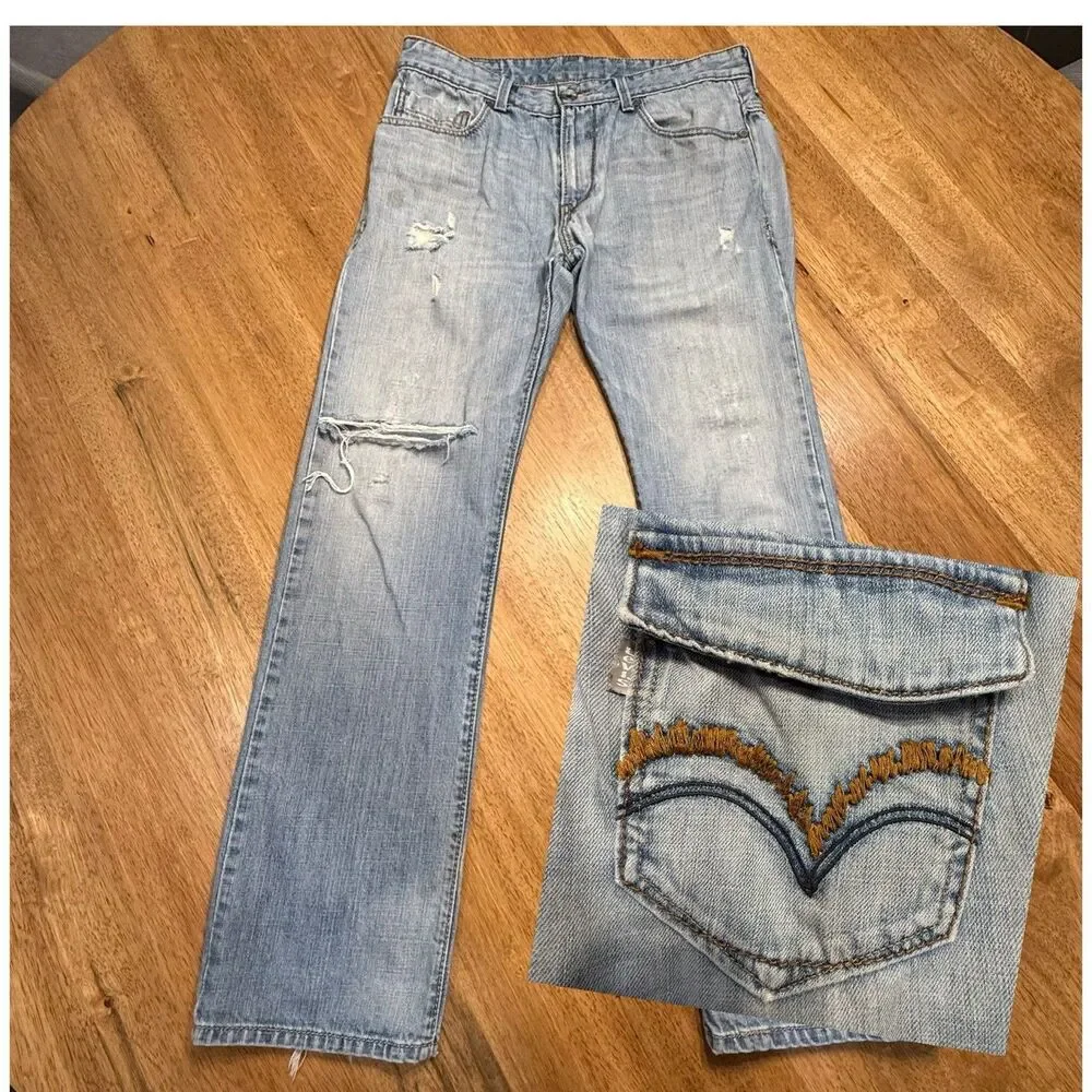 Vtg 90s Levi’s SilverTab Distressed 31x30 Great Pocket Grunge Skater Silver Tabs